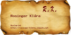 Rosinger Klára névjegykártya